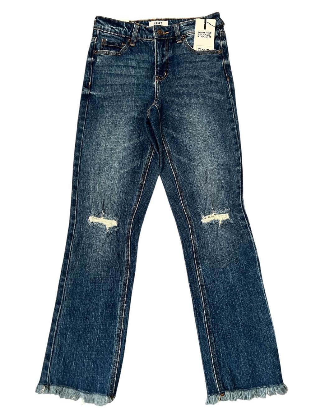 NWT Oat New York High Rise Straight Ankle Jeans Distressed Size 24 - Picture 2 of 12